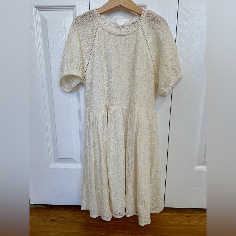 Charming Lace Kids Dress in Cream